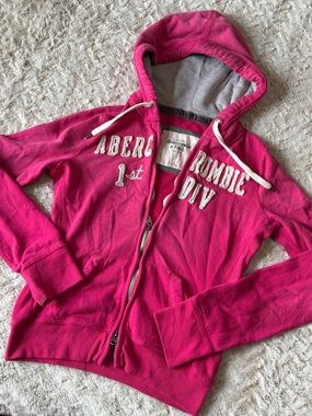Vintage 2000s hot pink Abercrombie & Fitch pink zip up hoodie